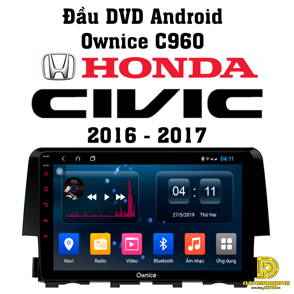 Đầu DVD Ownice C960 ô tô Honda Civic 2016-2017, đầu dvd ô tô