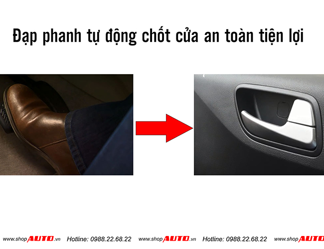 Tự động khóa cửa khi lăn bánh, mở cửa khi tắt máy