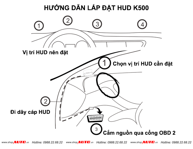 hiển thị tốc độ hud xe ô tô k500