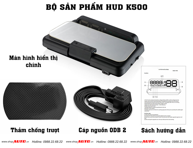 hiển thị tốc độ hud xe ô tô k500