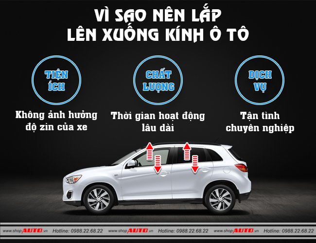 Lên xuống kính tự động xe ô tô