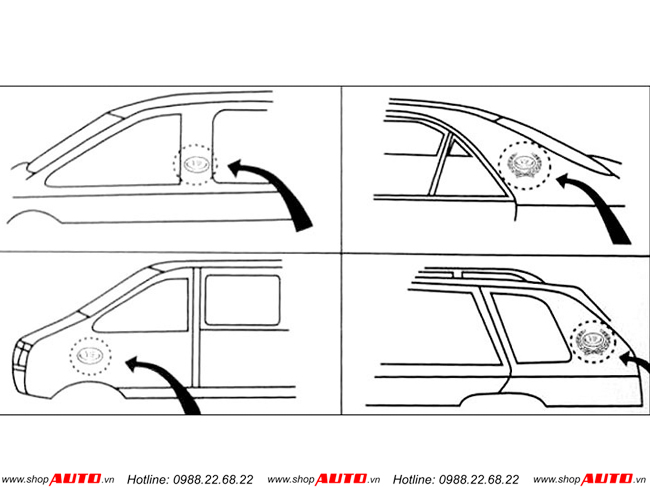 Vị trí lắp đặt huy hiệu Toyota